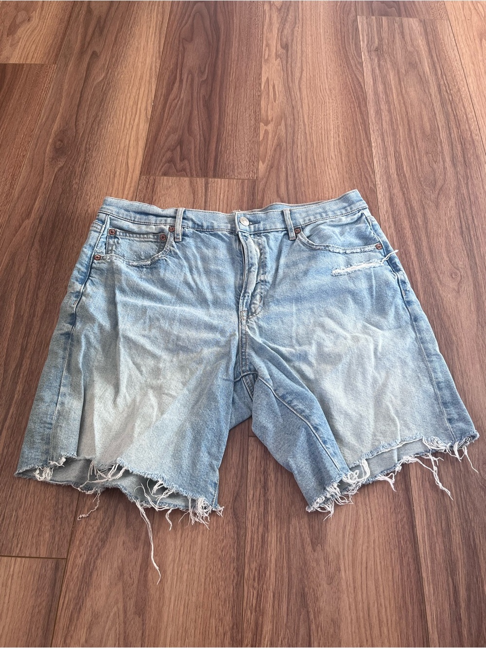 American Eagle Outfitters Distressed Light Blue Denim Cutoff Shorts